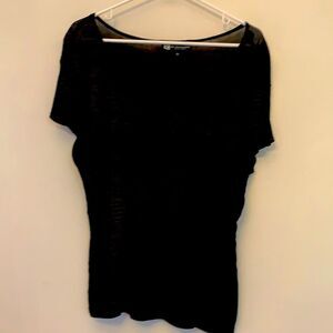 .RL Richard New York short sleeve black patterned blouse. Size M Length 24”